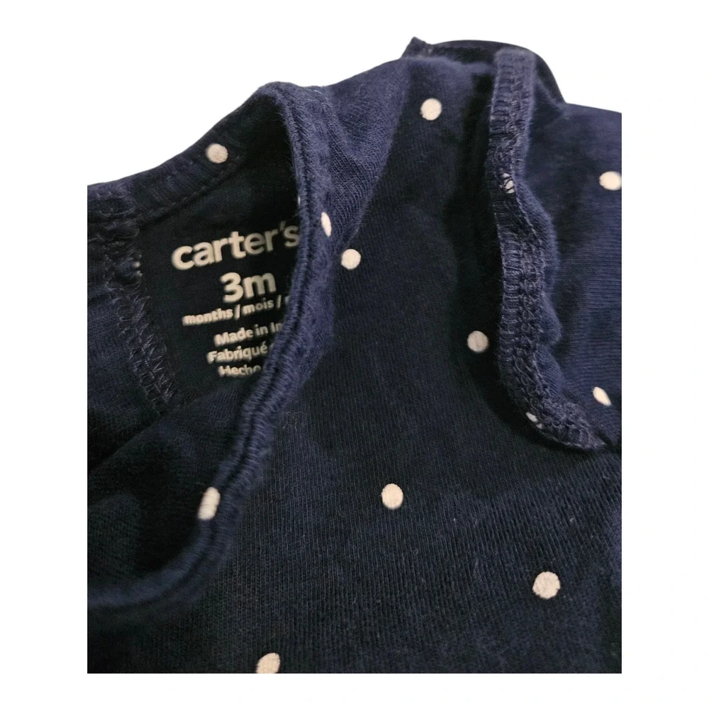 Carter's Kids Size 3M Blue Polka Dot Long Sleeve Snap Closure Shirt